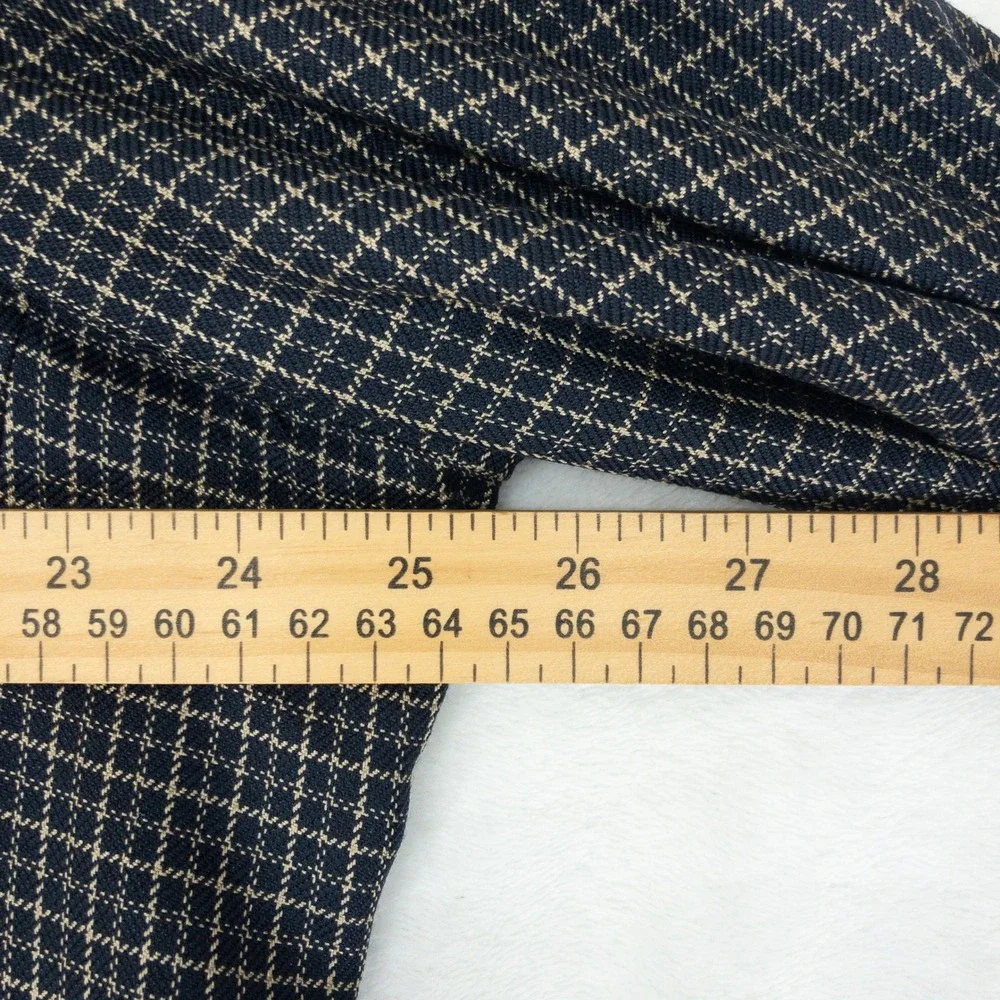 Burberrys Blazer Mens Size 48L Navy Blue Check Pattern Two Button Sport Coat